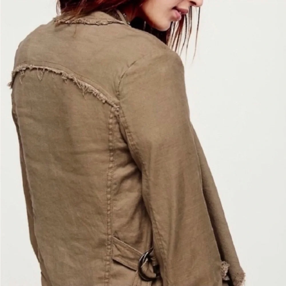 Free‎ People Raw Hem Femme Linen Waterfall Jacket
